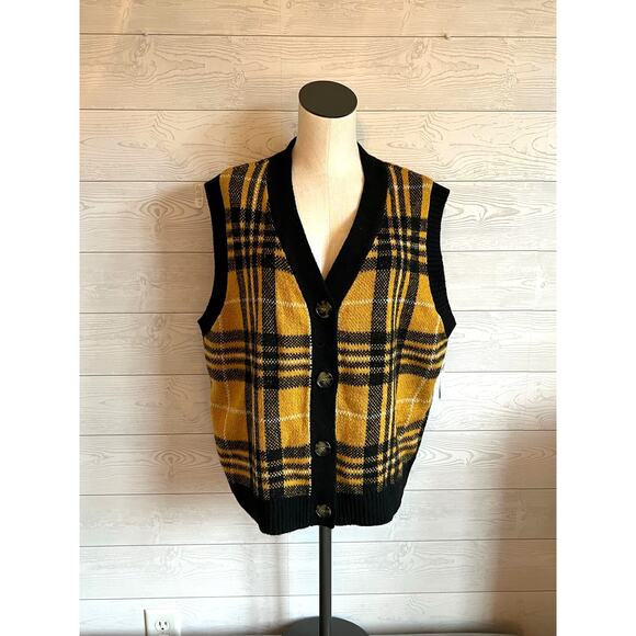 Arizona Jean Co "Gold Narcissus" plaid sweater vest NWT size XL - Picture 1 of 5